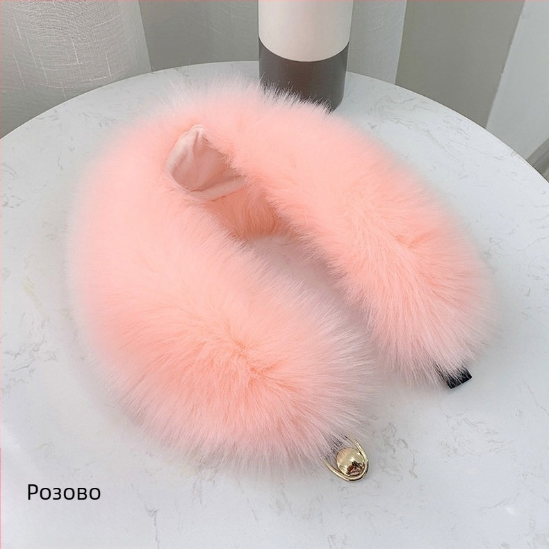 Ink шал с яка от изкуствен лисичи пух, плетен на нейлон, топъл зимен аксесоар, ширина 12 см