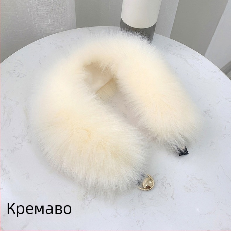 Ink шал с яка от изкуствен лисичи пух, плетен на нейлон, топъл зимен аксесоар, ширина 12 см