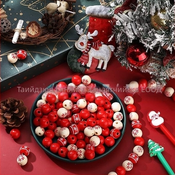 Дървени мъниста за коледна декорация — естествени дървени кръгли мъниста за занаяти