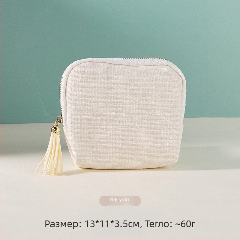 Чанта за бижута с пискюл и цип, голям капацитет, кадифено двоен слой