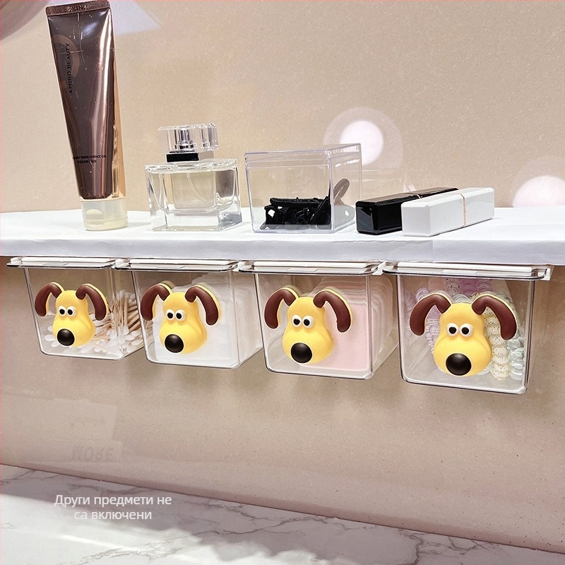 Шкаф за баня с чекмедже под огледалото – симпатичен карикатурен дизайн, пластмасов, прахозащитен