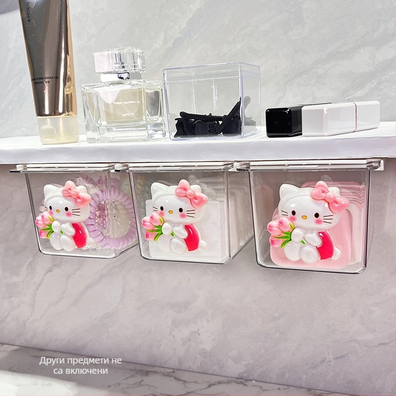 Шкаф за баня с чекмедже под огледалото – симпатичен карикатурен дизайн, пластмасов, прахозащитен