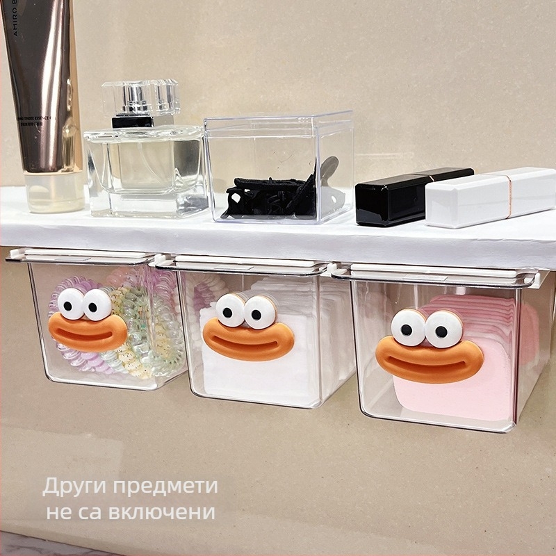 Шкаф за баня с чекмедже под огледалото – симпатичен карикатурен дизайн, пластмасов, прахозащитен