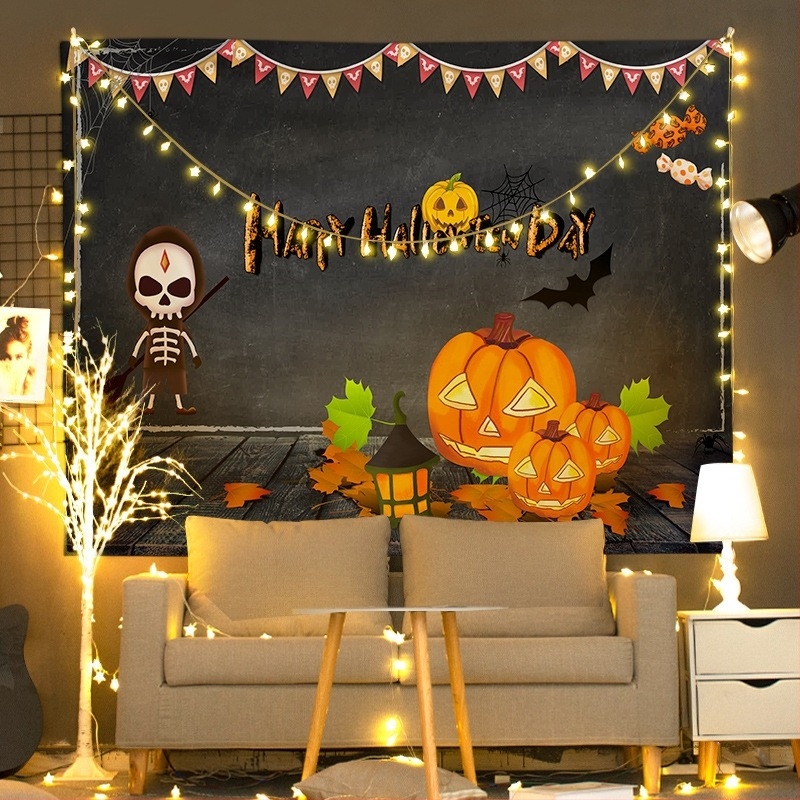 Гоблен за стена, плюшена материя, 100% полиестер с 30% памук, правоъгълен, карикатурен модел, дигитален термо трансфер, за хол или спалня