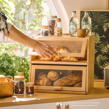 Дървена кутия за хляб с творчески дизайн, прахоустойчива, марка Hong Ao, печат на лого и персонализация