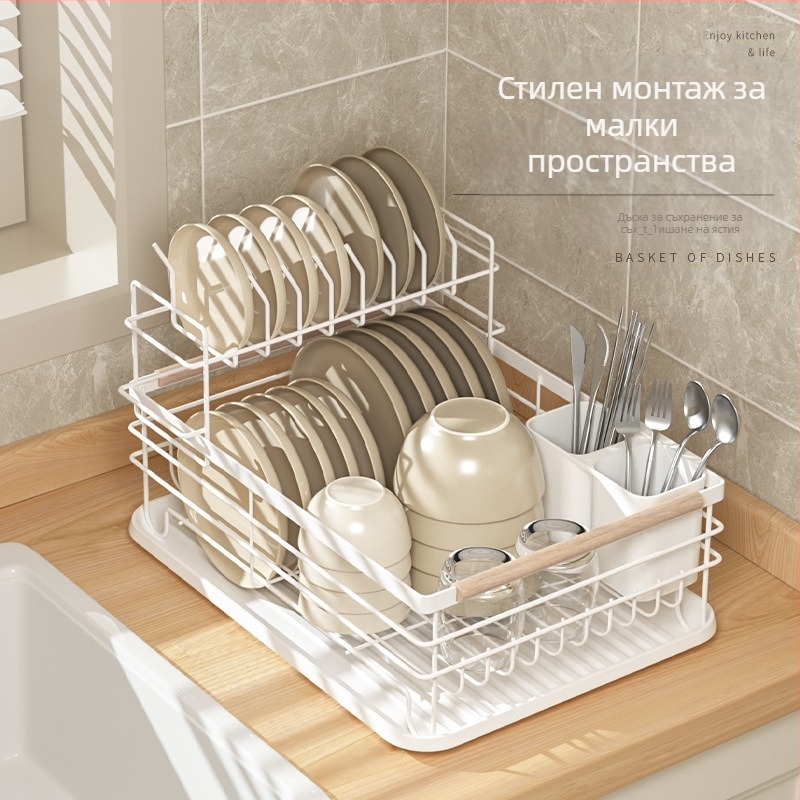 Стелаж за източване на съдове за кухня, железна тел, модерен стил, подходящ за мивка