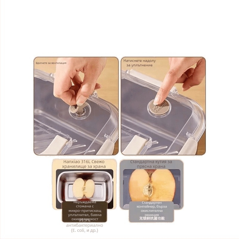 Правоъгълна кутия за обяд от 316 неръждаема стомана, хранителна класа, запечатана с капак, преносима, 800–1000 ml