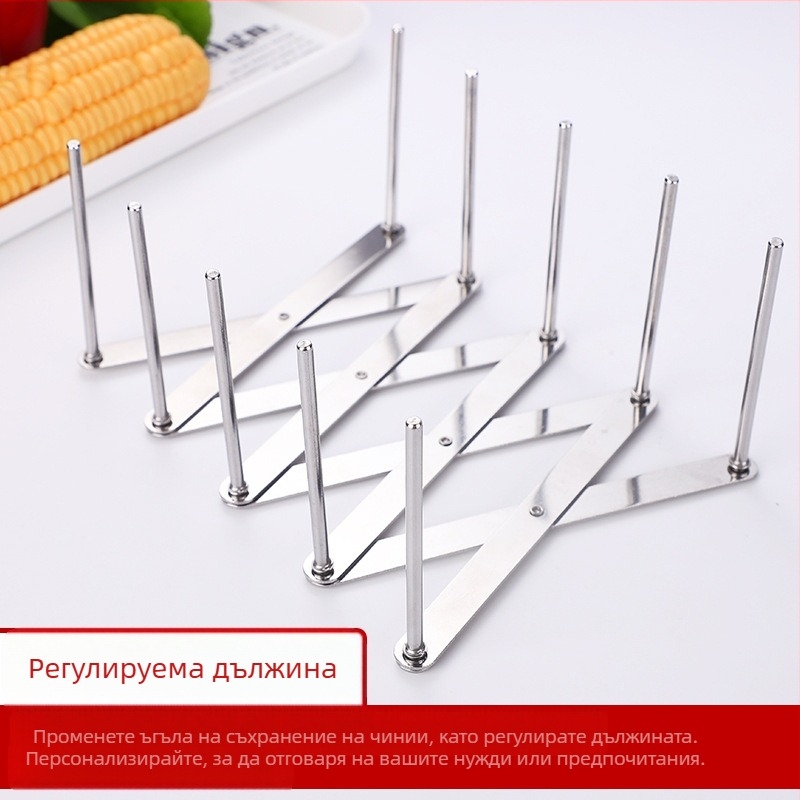 Стоманен държач за тигани и капаци — сгъваем, мултифункционален, подвижен, без монтаж, за кухня и ресторант