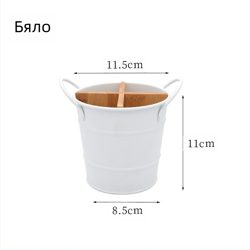 Държач за клечки с барелова форма от неръждаема стомана, с разделител, кухненски органайзер без капак