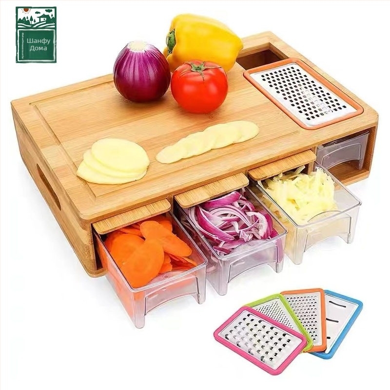 Дървена дъска за рязане с подставка – дървена повърхност, марка Good fortune, против хлъзгане, антибактериална, против мухъл, модерен минималистичен стил