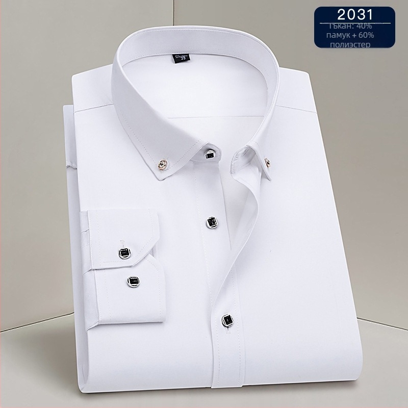 Риза – бизнес стил, квадратна яка, дълги ръкави, полиестерна смес, машинно пране, устойчива на намачкване
