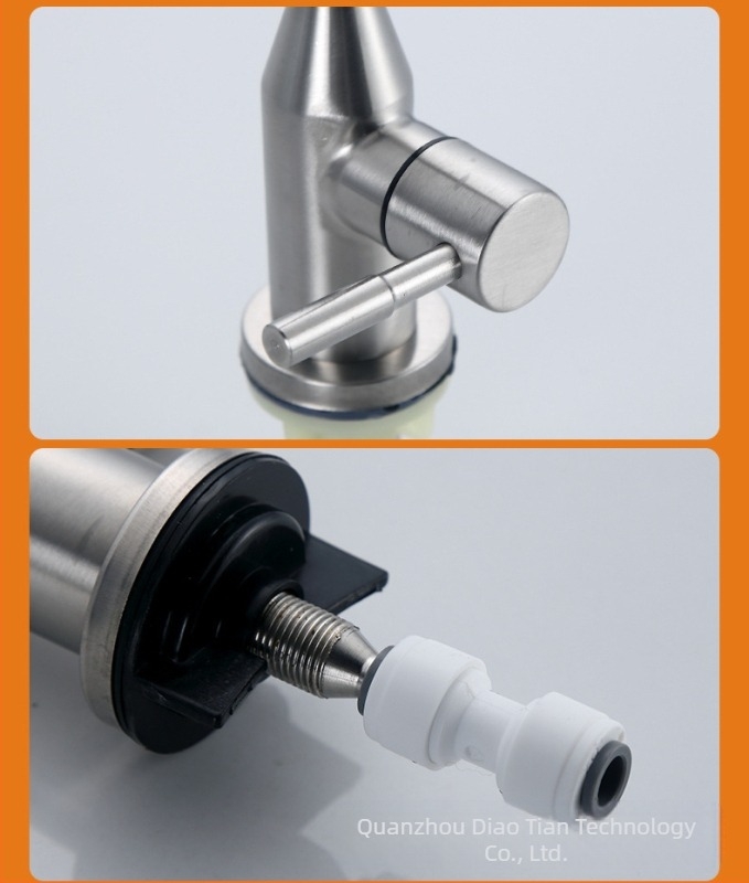 Кухненски кран от неръждаема стомана с керамичен клапан, модел 2P/4P, вертикален монтаж, повърхност с четка, номинално налягане 0.9