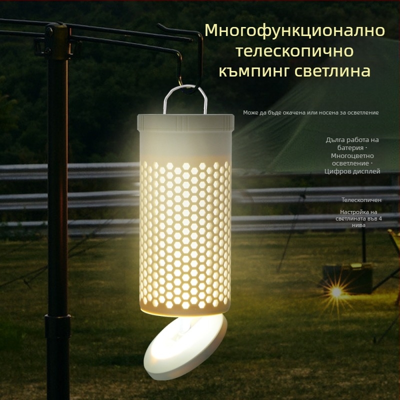 LED къмпинг лампа, захранвана с батерия, 3.7V, 5W, бутон за включване