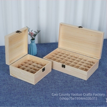 Дървена кутия за етерични масла с множество отделения, настолен органайзер с подвижна капачка, възможност за печат на лого