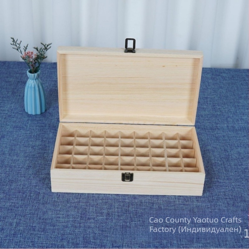 Дървена кутия за етерични масла с множество отделения, настолен органайзер с подвижна капачка, възможност за печат на лого