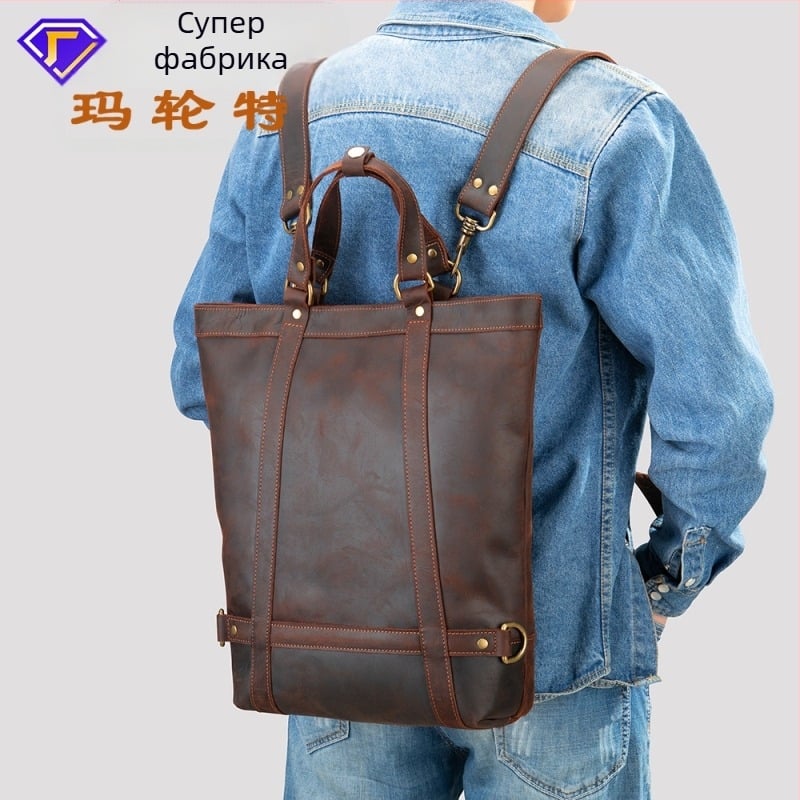 Marute Бизнес раница от истинска кожа със Crazy Horse финиш, 20–35L, модел 8014, за мъже