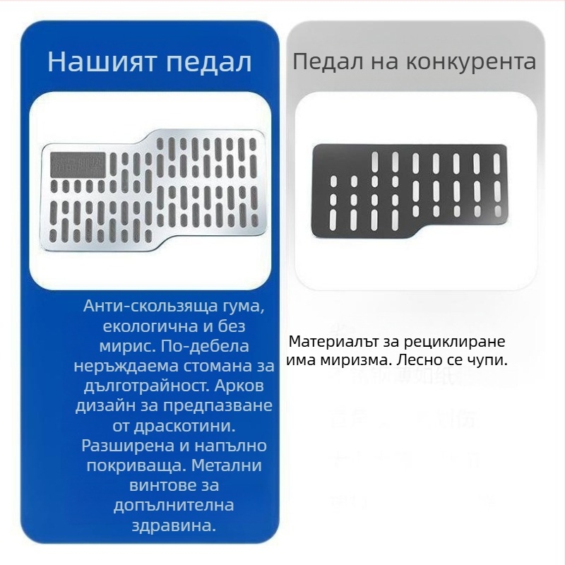 Автомобилен педал за водача, износоустойчив алуминиев сплав, неплъзгаща се повърхност, защита на педала на спирачката, за автомобили с ръчна скоростна кутия