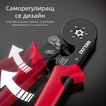 Delixi Комплект многофункционални клещи за обжим на терминали – игловиден тип, студено обжимане, легирана стомана