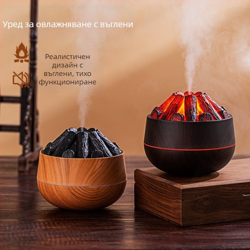 Sx-e351 Ултразвуков овлажнител с USB захранване – кръгъл дизайн, резервоар до 0.5 л, обхват 21–30 м², 1 изход за мъгла, таймер 2–8 ч, шум до 36 dB, дизайн на пламък