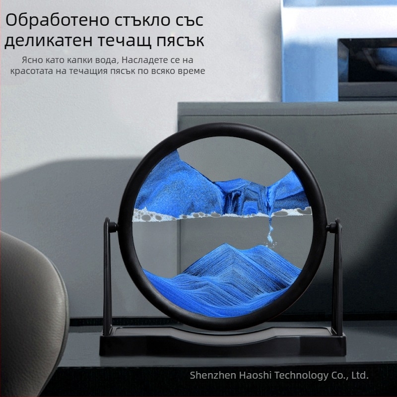 Пясъчна картина със течащ пясък за хол, 3D динамична арт инсталация в геометричен стил (Материал: Стъкло; Производствен процес: Шлайфане; Повърхност: Полиране; Висящ елемент: Орнамент; Стил: Геометрия)