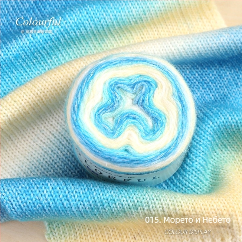 Градиентно боядисана вълнена топка за ръчно плетене – Spray-spun, средна дебелина