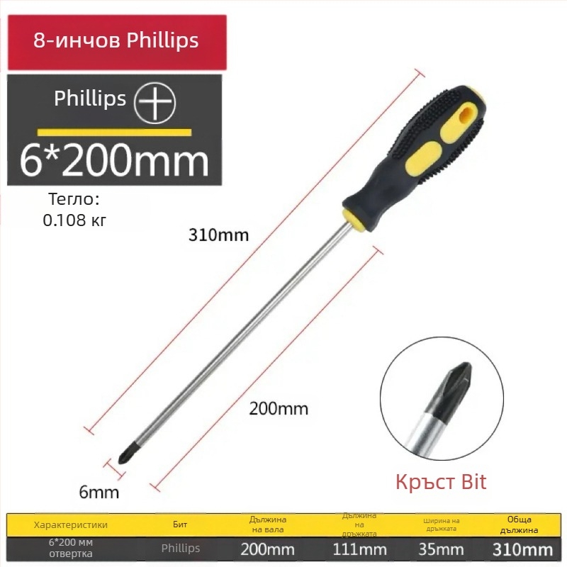 Отвертка с кръстосана глава, магнитна и изолирана, от Cr-V стомана, с ръкохватка PP+ABS
