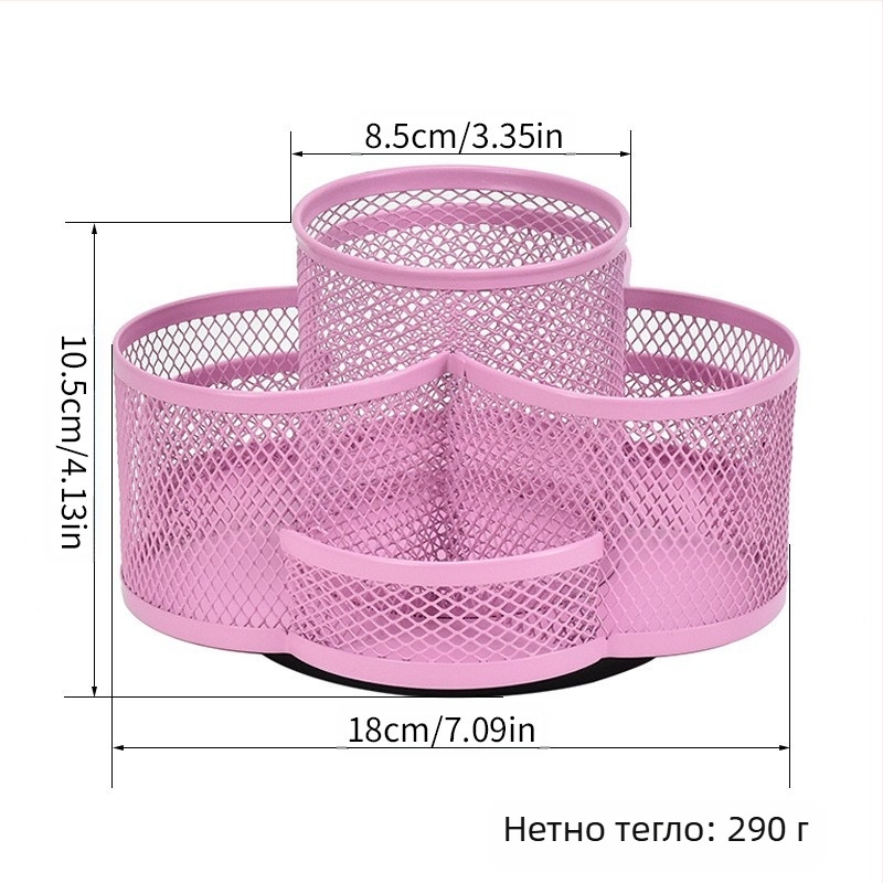 Метален въртящ се държач за моливи, кръгла форма, модел 02, 360° въртене, печат на лого възможен