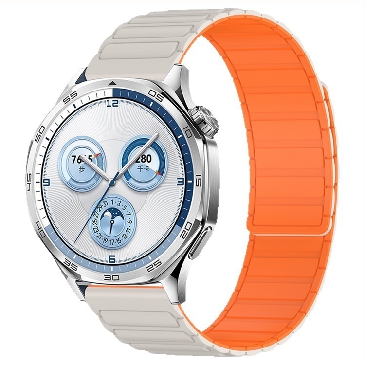 Силиконова магнитна каишка за часовник, 22 мм, съвместима с Huawei GT3/GT4/GT5 и Samsung Watch, дизайн с три топчета