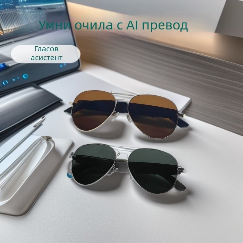 Смарт очила F18: Bluetooth разговори, музика и превод (Модел F18; Батерия 55mAh+55mAh; Материал ABS+PC+Метал; Безжично разстояние 5–10 м; iOS/Android съвместим)