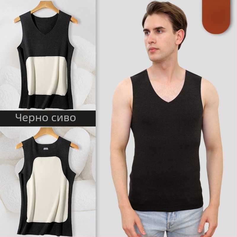 Жилетка с широки рамена и V-образно деколте, смес от кашмир и коприна, дебел плат за есен и зима