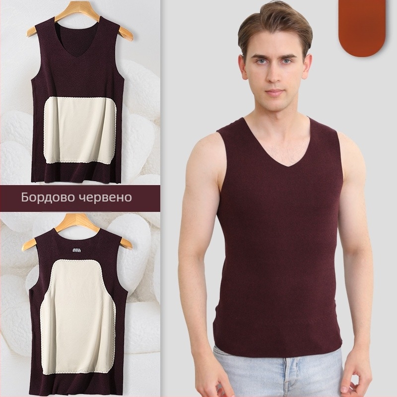 Жилетка с широки рамена и V-образно деколте, смес от кашмир и коприна, дебел плат за есен и зима