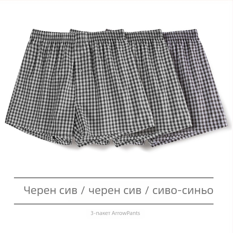 Мъжки памучни боксерки със средна талия, вътрешна памучна подплата над 95%, подходящи за пролет