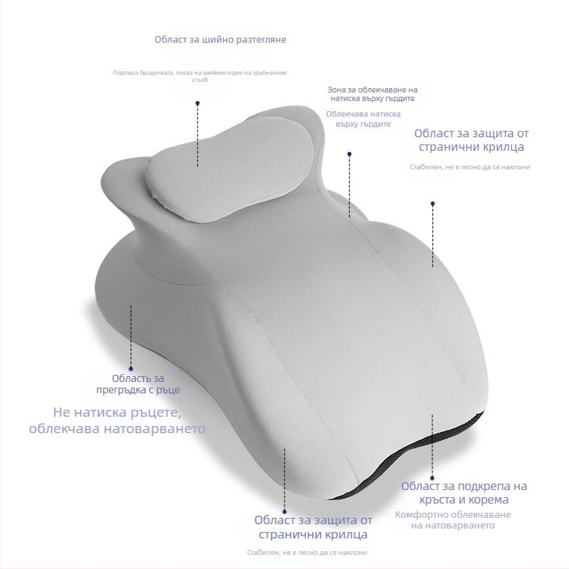 Многофункционална масажна възглавница, форма пеперуда, паметна пяна, за възрастни, за едно лице