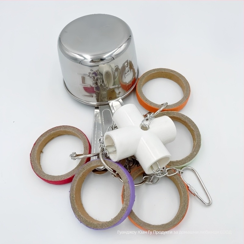 Играчка за папагали от неръждаема стомана с камбанка и хартиен пръстен за клетка – декорация за птици, Бранд Yg, Код 225, за птици