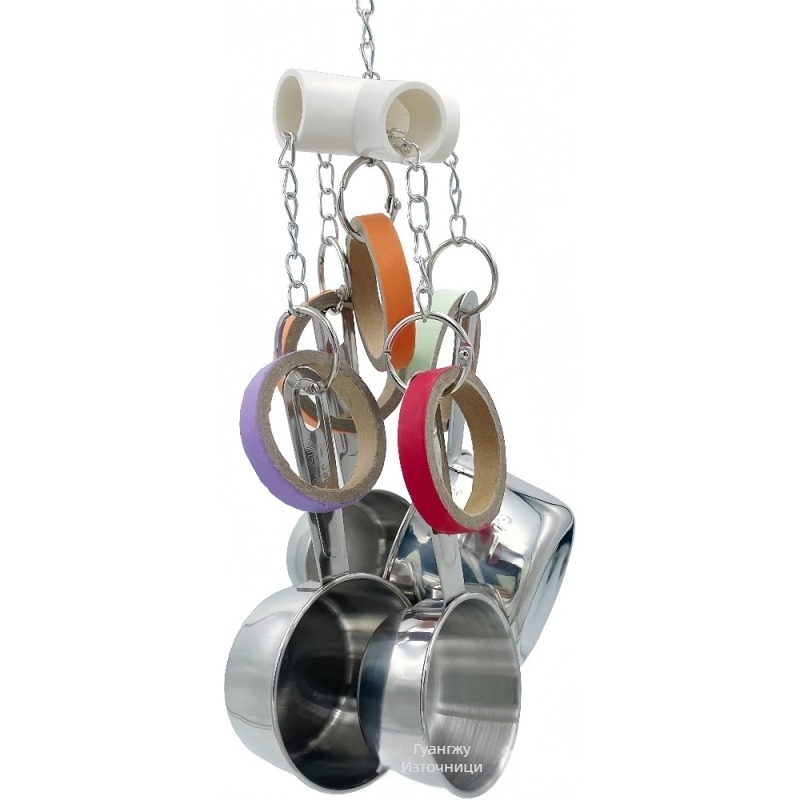 Играчка за папагали от неръждаема стомана с камбанка и хартиен пръстен за клетка – декорация за птици, Бранд Yg, Код 225, за птици