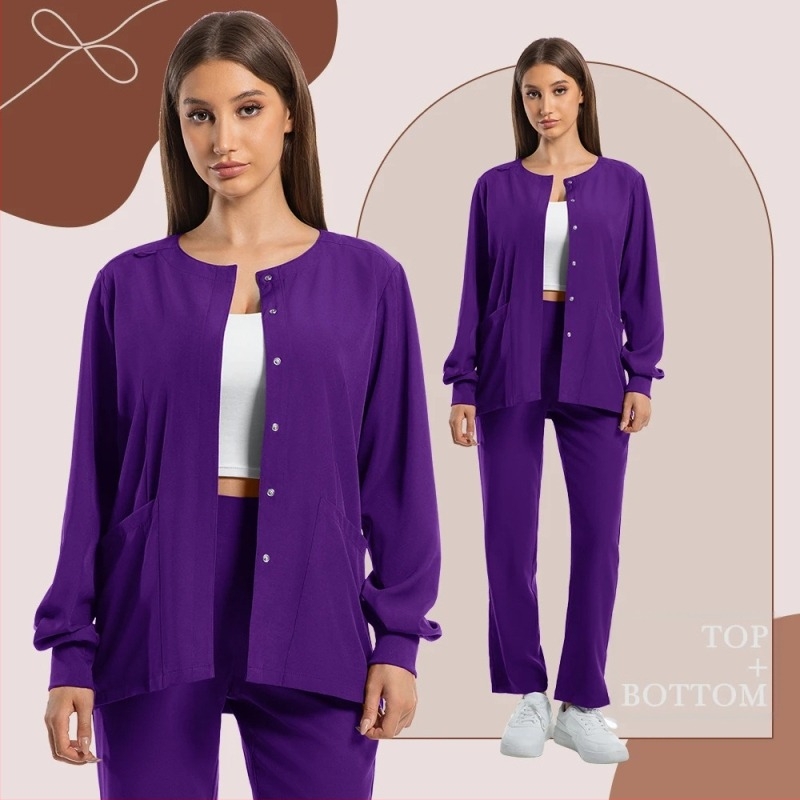 Комплект медицински униформи, V-образна яка, къс ръкав, дълги панталони, влагоотвеждаща материя