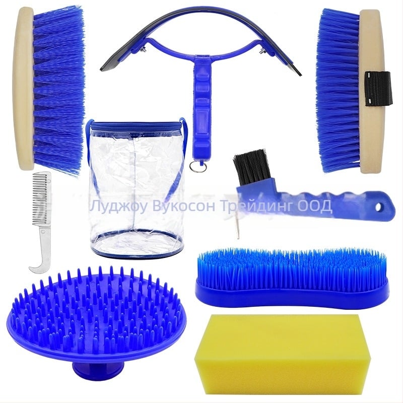 8-частен комплект инструменти за грижа за коне с прозрачно пакетче