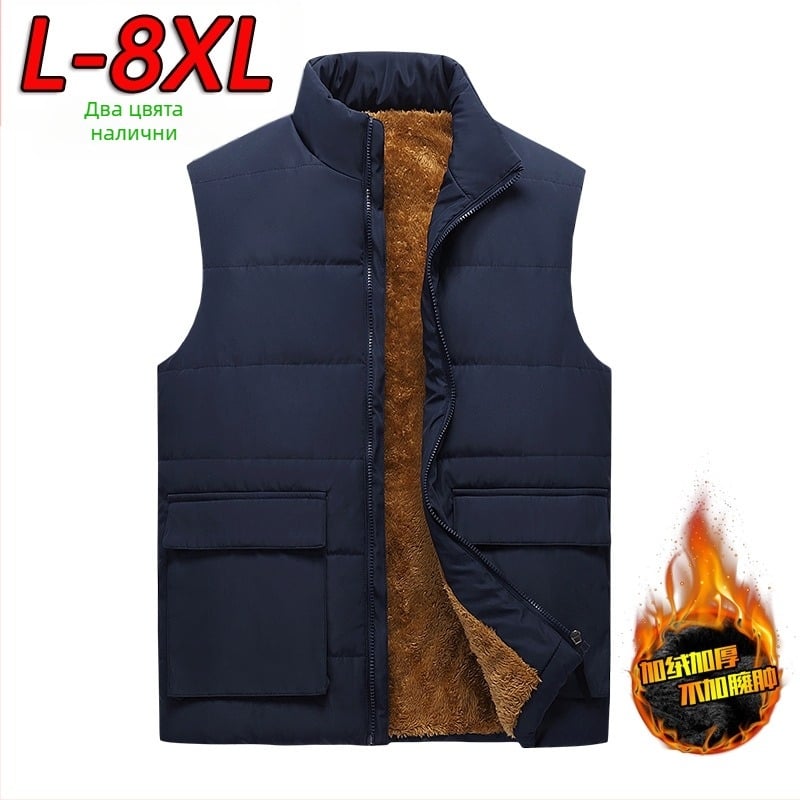 Мъжка флис жилетка, стояща яка, цип, много джобове, външна част 100% полиестер, подплата полиестер