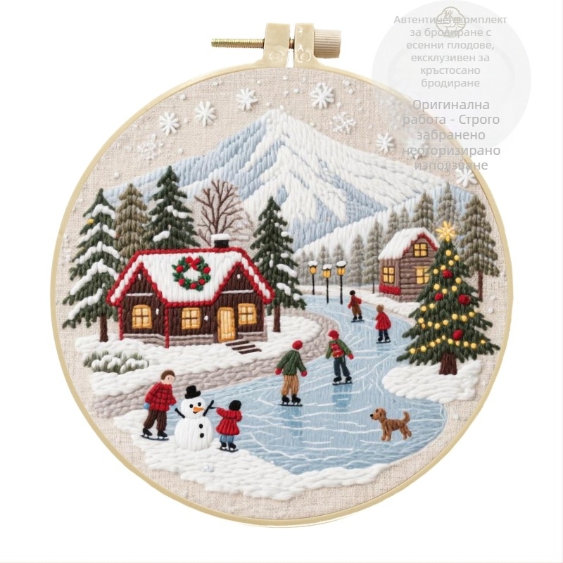 Комплект за бродерия с кръстат бод — памучно-ленено платно, модел персонаж, кръстосана бродерия, стил модерен минималистичен