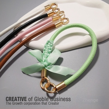 Кожен шнур за телефон с панделка за жени, ръчно изработен, мултифункционален, марка Jager, стил Chanel