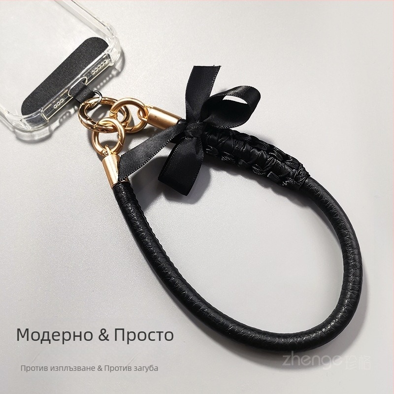 Кожен шнур за телефон с панделка за жени, ръчно изработен, мултифункционален, марка Jager, стил Chanel