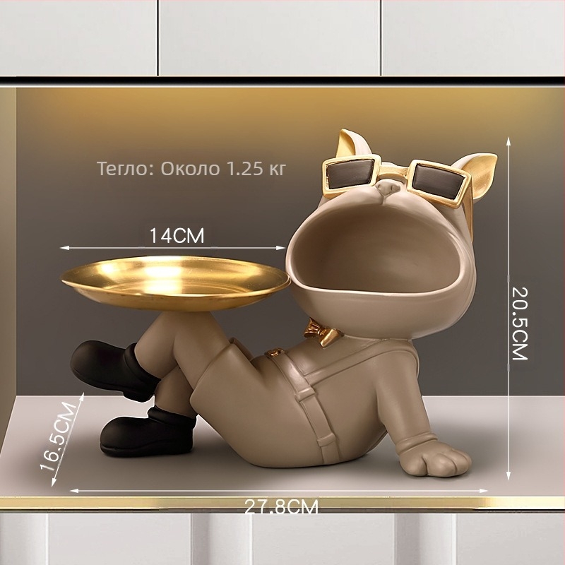 Поднос за ключове за входа с мотив Френски булдог от смола – боядисан, персонализиран, луксозна домашна декорация