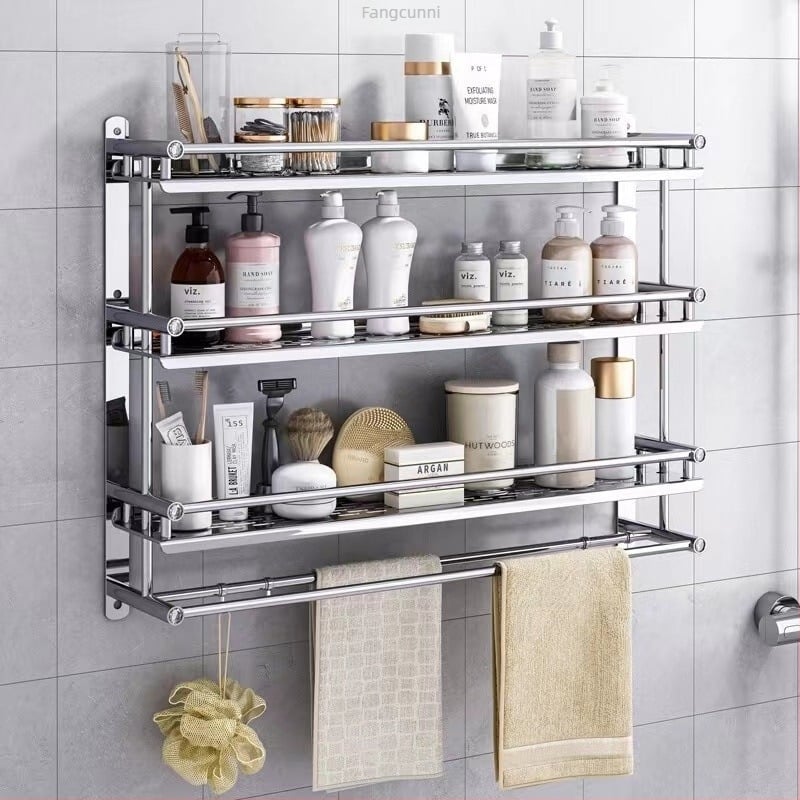 Държач за хавлии от неръждаема стомана, стенен монтаж без пробиване, за баня и кухня, нов китайски стил