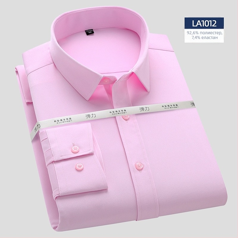 Риза с дълъг ръкав, бамбуково влакно, Slim версия, квадратна яка, без гладене