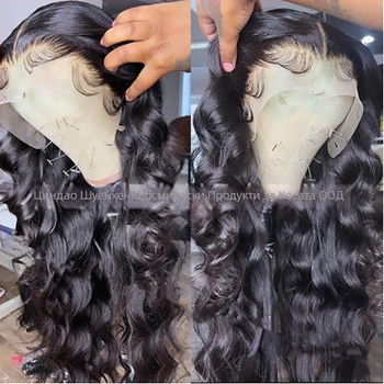 Перука SH-125, предна дантела, синтетични влакна устойчиви на високи температури, дълга къдрава коса със странични бретончета, естествен стил