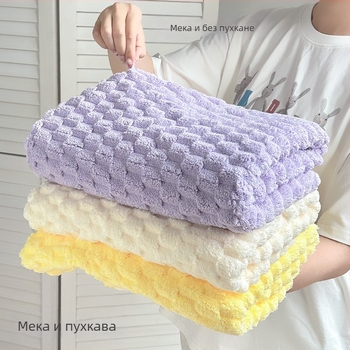 Тричленен комплект за баня: кърпа за увиване за възрастни, шапка за сушене на коса и кърпа; чист памук, прежда 150D, марка Silent Love