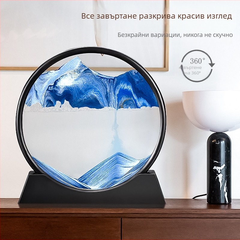 Стъклен 3D пясъчен часовник, художествена пясъчна картина, модерна минималистична декорация за офис и хол