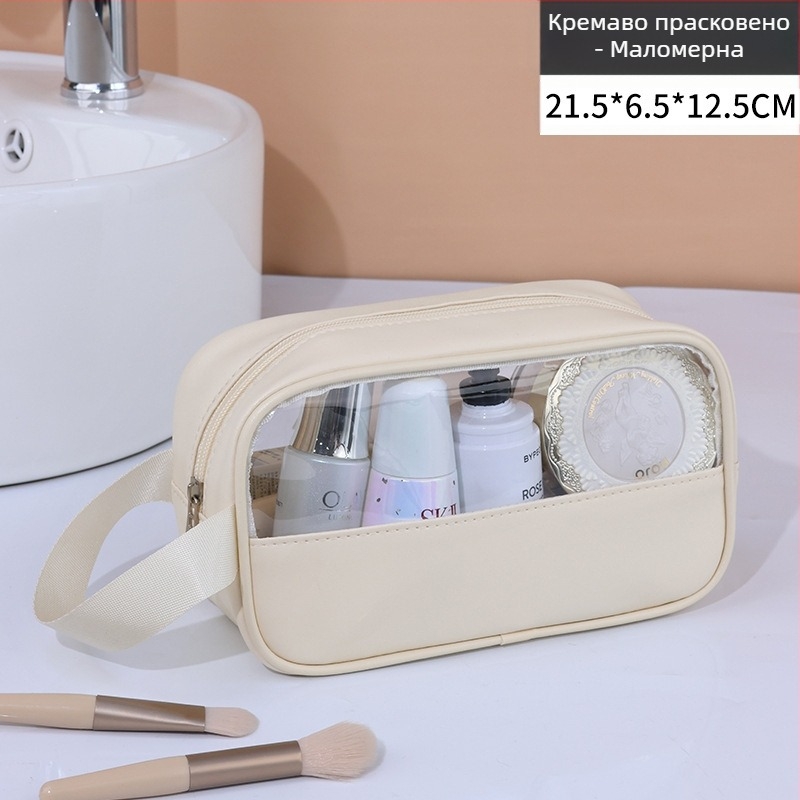 Чанта за тоалетни принадлежности с патчворк дизайн, PVC, водоустойчива, корейски стил, за пътуване