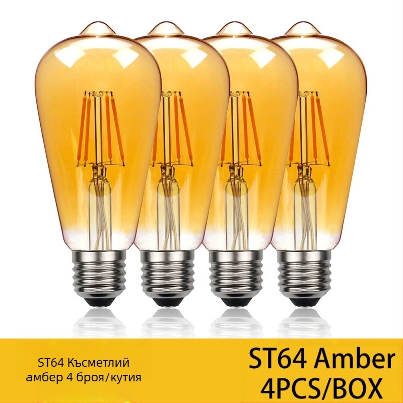 LED Едисън филаментна крушка, база E27, модел ST64, 360 lm, CRI 90+, живот 20000 ч