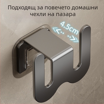 Стенен органайзер за чехли за баня, въглеродна стомана, монтаж без пробиване, дренажни куки, стил светъл лукс
